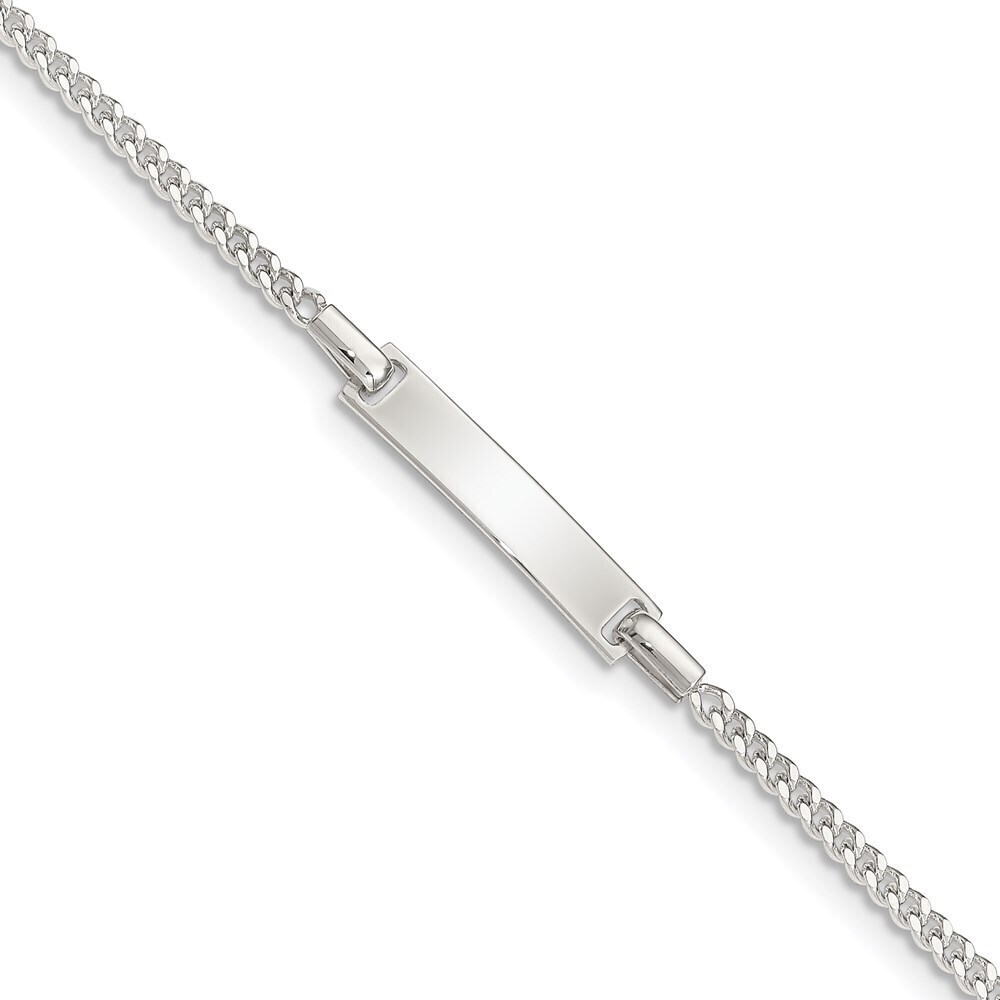 Kazi Luxury Sterling Silver Polished ID Curb Link 5in Plus 1in Ext. Bracelet
